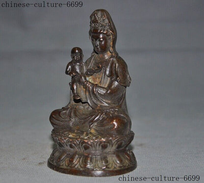 Old Chinese Buddhism bronze Kwan-Yin Guanyin Bodhisattva goddess Buddha statue