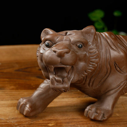 Creative Tea Pet Statue Tiger Handmade Artware Animal Zisha Purple Clay Tea Play