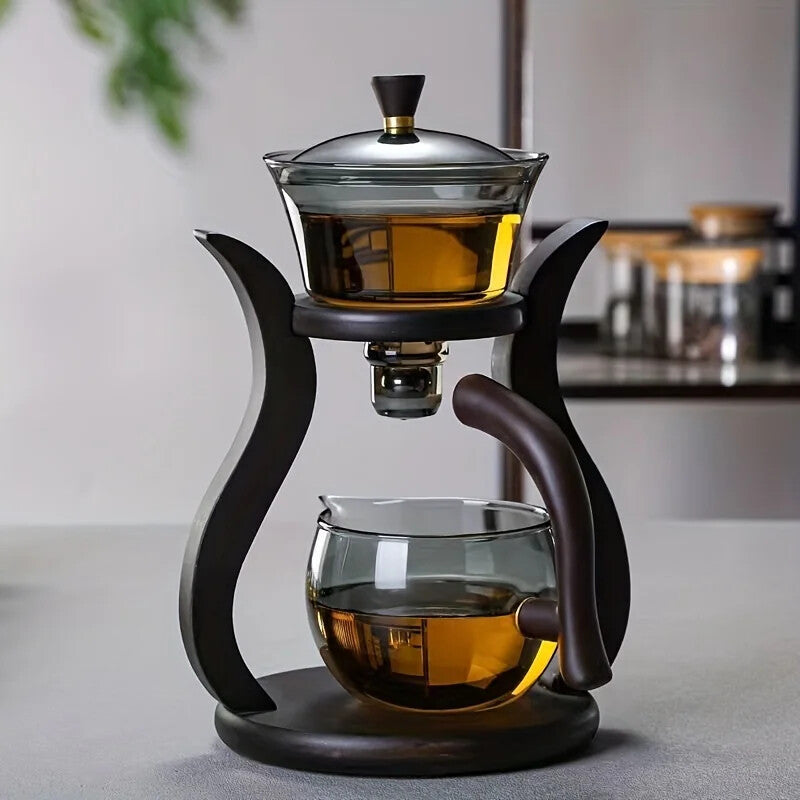 New Kung Fu Tea Set Semi Automatic Glass Teapot Set Magnetic Switch Teacup Set