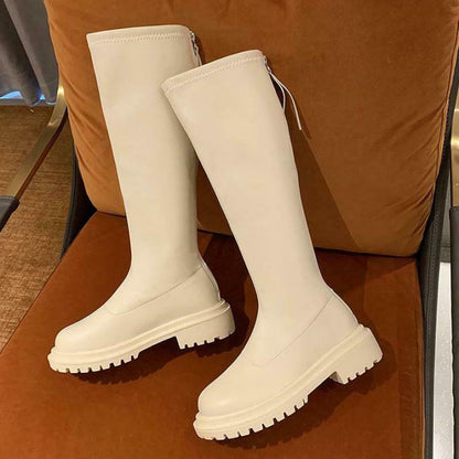 Winter 2022 Long Zip Round Toe Boots Knee High Luxury Chelsea Platform Platforms