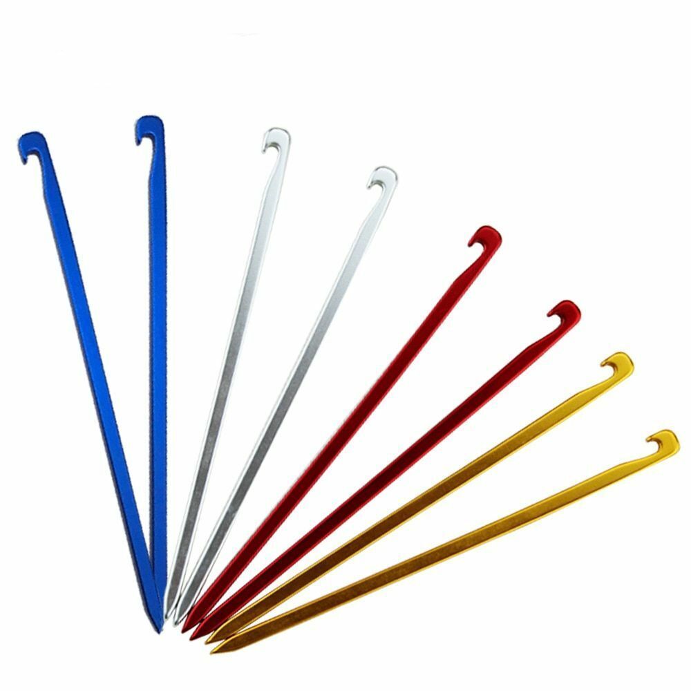 10pcs Aluminum Alloy Tent Pegs Ultralight Square Nail Camping Garden Hook 16cm