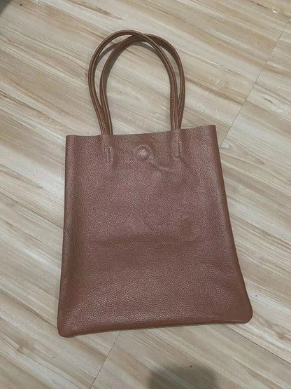 Women Tote Bag Simple Girl Cowhide Handbag Student Shoulder Bag