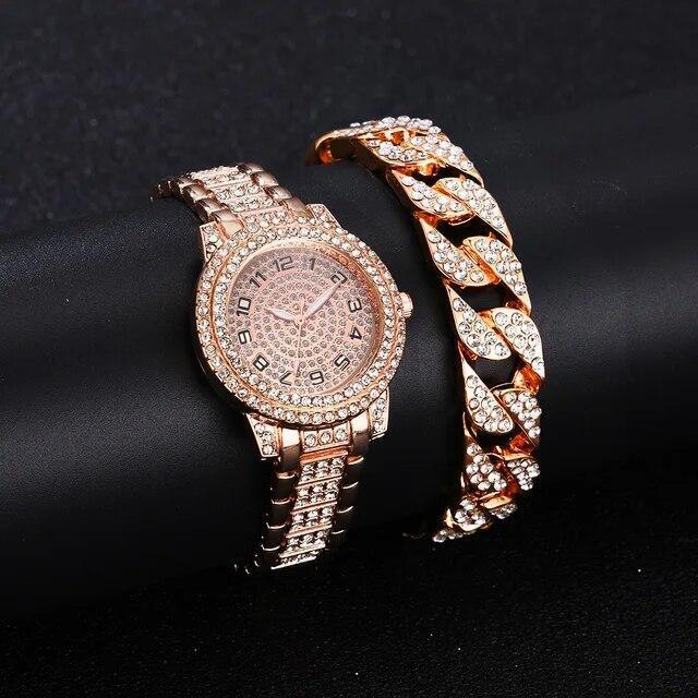 Reloj De Cuarzo Con Diamantes Para Mujer Pulsera Elegante Femenina De Marca Lujo