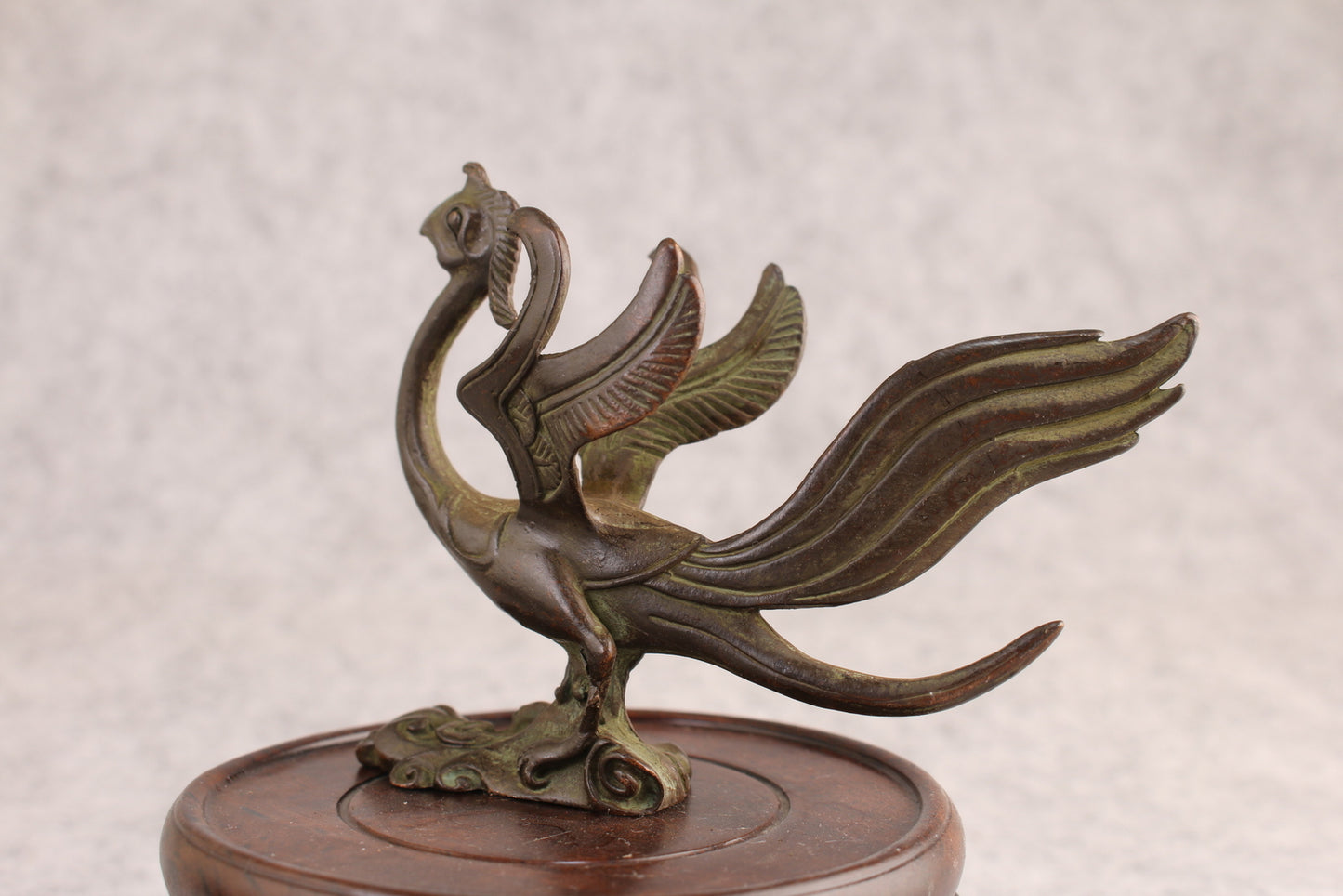 Chinese Bronze Suzaku Bird Statue Figure Tea Pet Netsuke Table Decoration
