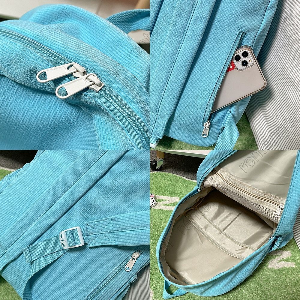 Cotton Bag Fabric Student Backpacks School Bag Fashion Backpack 29*13*43CM Green