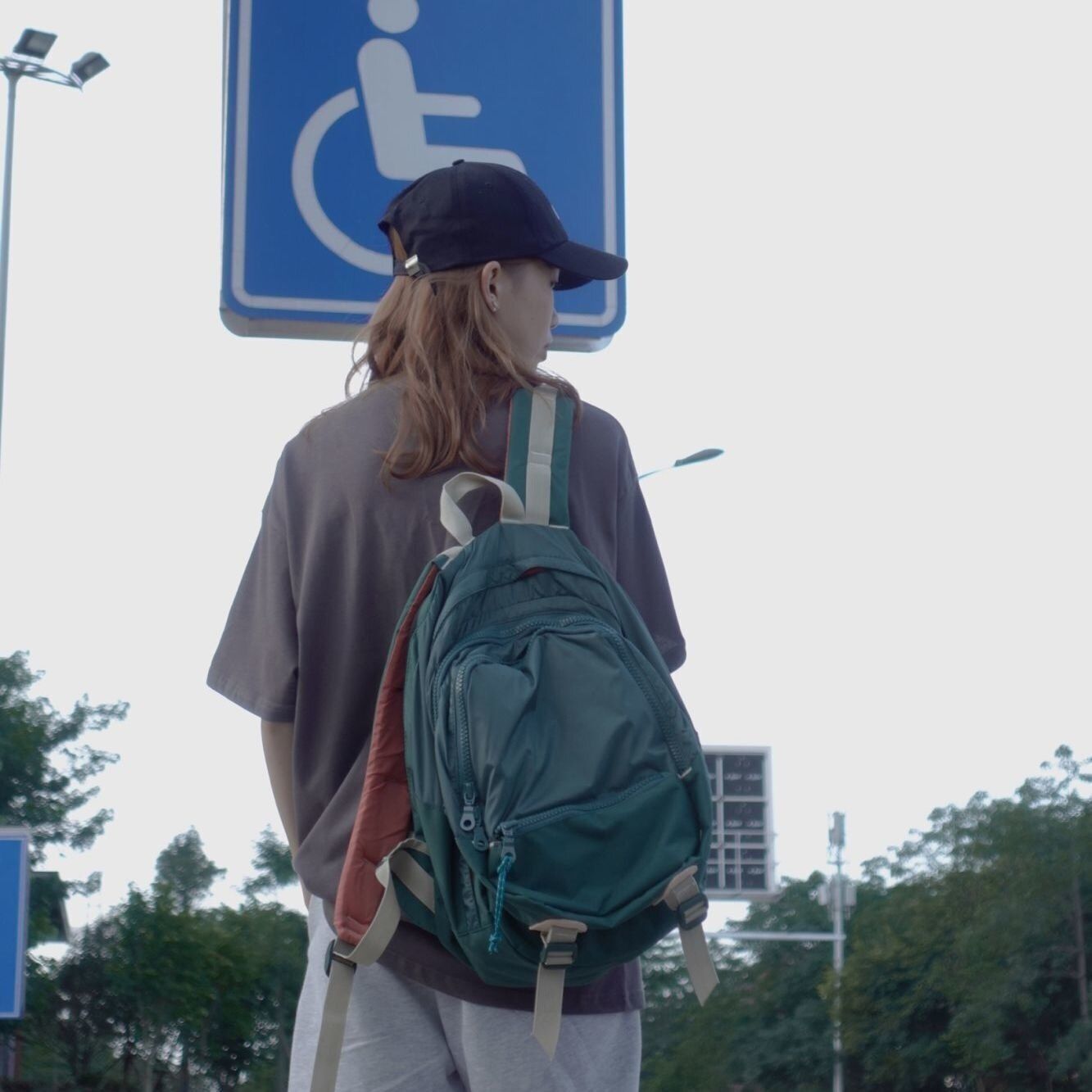 Canvas Traveling Backpack Schoolbag Bag Pack Zipper Polyester Bookbag Gray Green