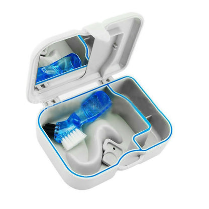 False Teeth Storage Case Container Denture Box with Mirror Clean Brush Appliance