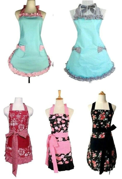 Women Retro Aprons 70x70cm Cotton Plus Size Vintage Cooking Kitchen Cleaning Bib
