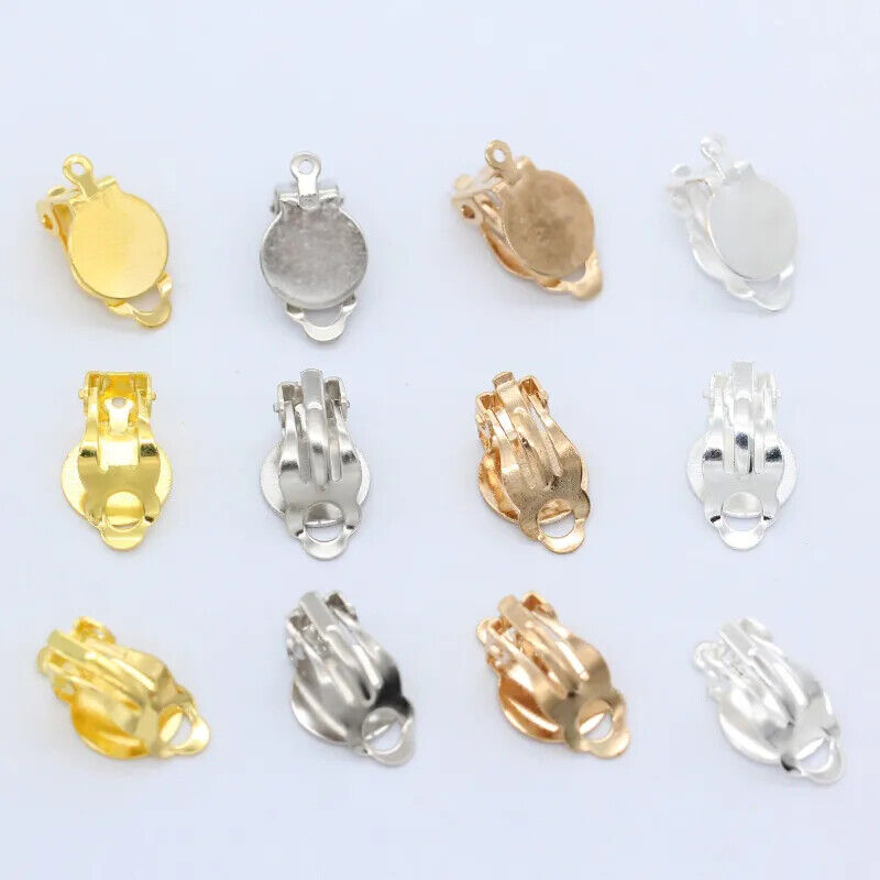 20pcs Gold Silver Clip-on Earring Converter Ear Clip Base Jewelry Making Finding