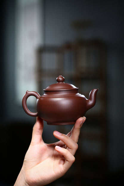 China Yixing Zisha Pottery Purple Zhu Clay Handmade 250cc Mesh Teapot 笑樱