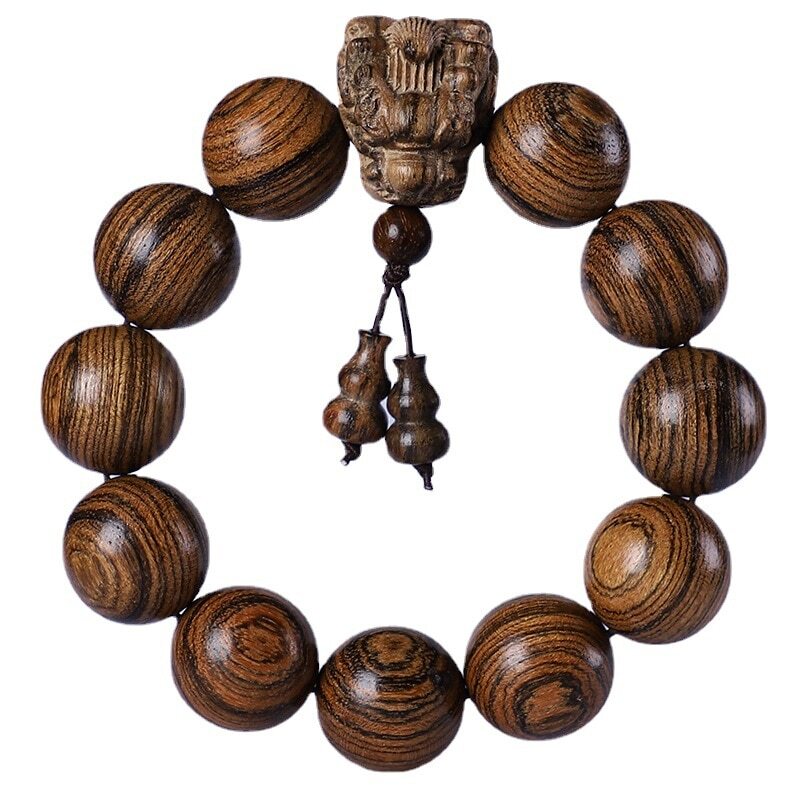 20MM Vintage Wooden Bracelet Dragon Head Beads Charm Bracelet Bangle Reiki
