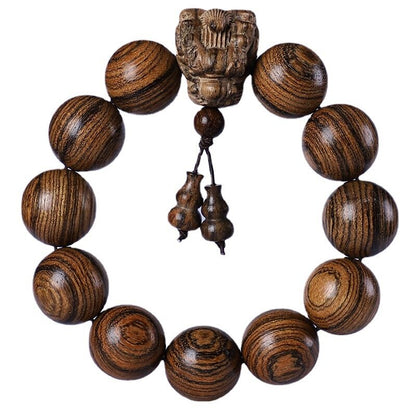 20MM Vintage Wooden Bracelet Dragon Head Beads Charm Bracelet Bangle Reiki