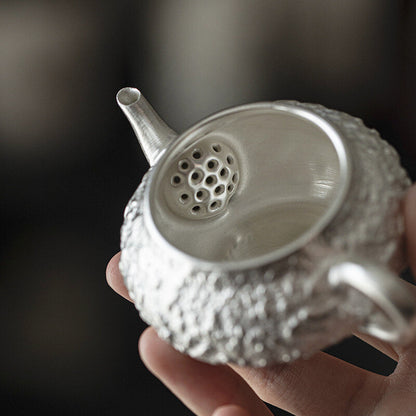 90ml Silver Tea Pot Ball Shaped Infuser Holes Marked Pot Kung Fu Tea