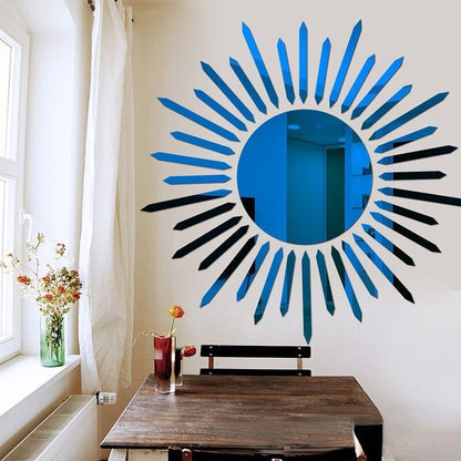 Wall Mirror Stickers Acrylic 3D Sunflower Decorative DIY Room Decors 35.4x35.9cm