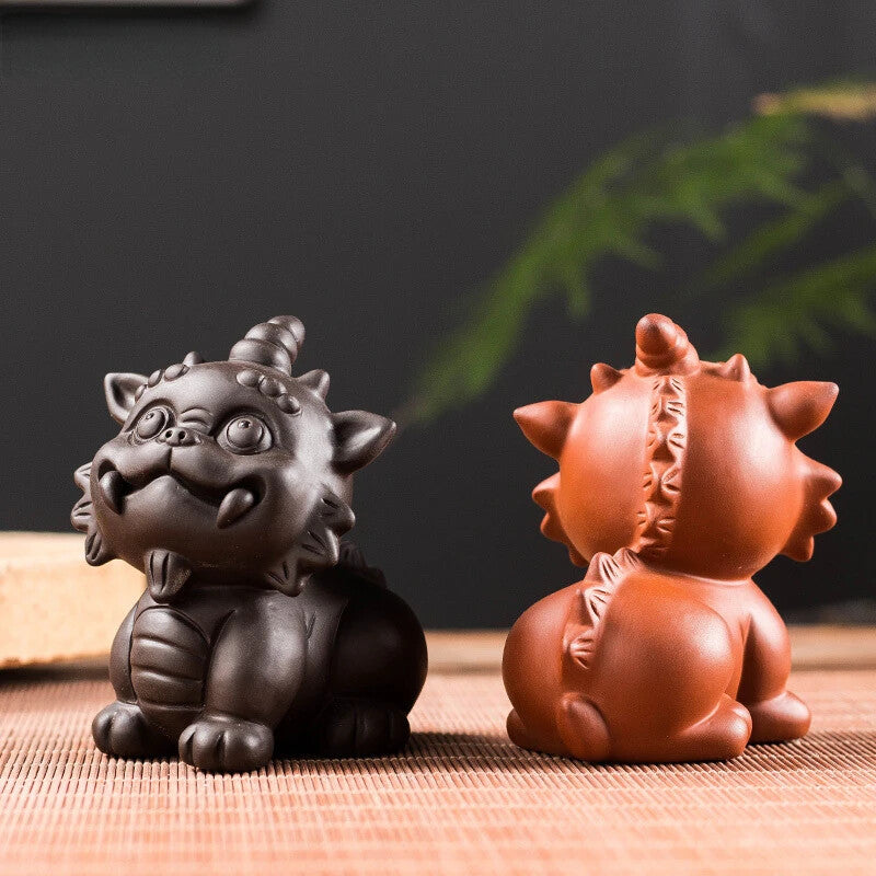 Little Lion Statue Tea Pet Decor Creativity Ornament Tea Ceremony Purple Clay