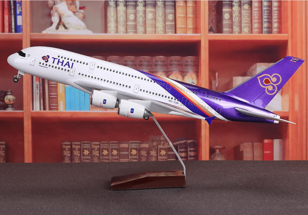46CM 1:160 THAI AIRBUS A380 Passenger Airplane Landing Gear Resin Aircraft Model