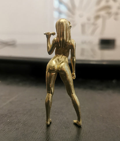 3.1" Brass Singing Girl Statue Human Body Art Naked Beauty Model Decor