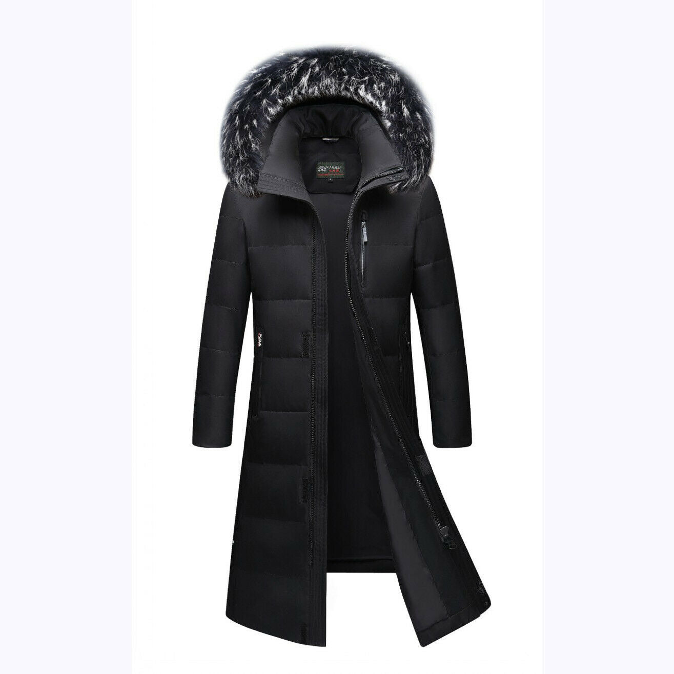 Winter Mens Long Puffer Warm Hooded Parka Duck Down Jacket Coat Fur Collar Thick