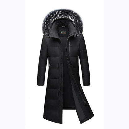 Winter Mens Long Puffer Warm Hooded Parka Duck Down Jacket Coat Fur Collar Thick