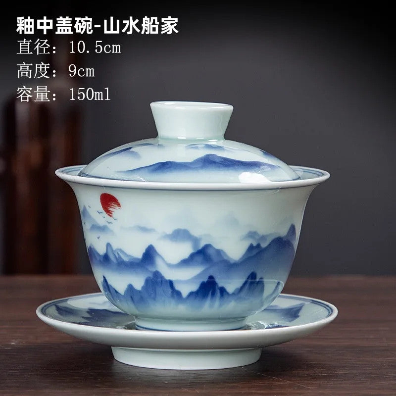 150ml Exquisitely Ceramic Gaiwan Chinese Hand-painted Kung Fu Tea Cup Tea Bowl