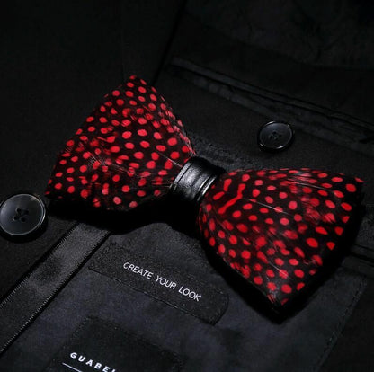 Men's Luxury Bowtie 12x5cm Peacock Feather Leather Bow Ties Fashion Party Formal