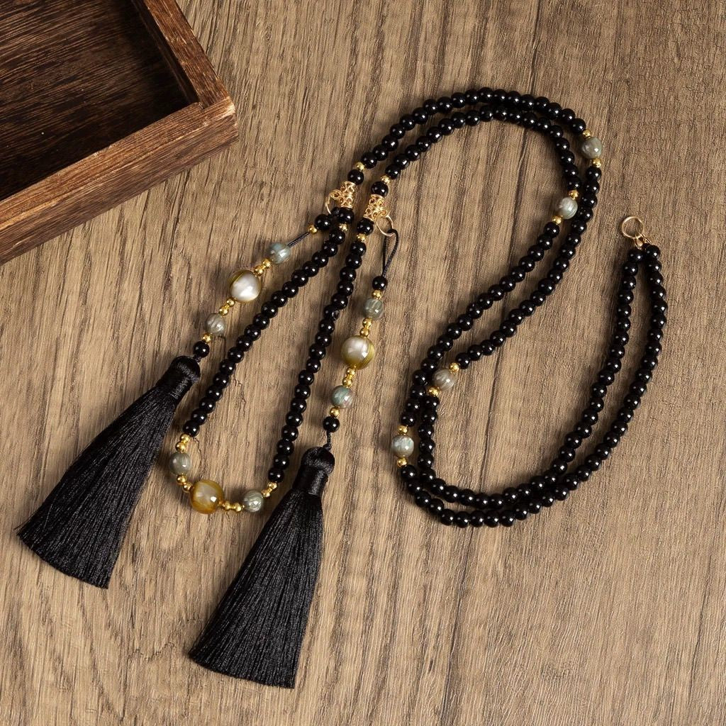 New Chinese Style Crossbody Chain Hanfu Tassel Beaded Necklace