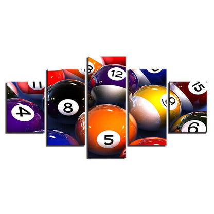 Sport Games Billiards Pool Balls Canvas Prints Painting Wall Art Home Decor 5PCS