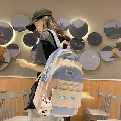 Backpack Multicolor Cute Schoolbag Travel Rucksack Canvas Bags 30*13*42 CM Purse