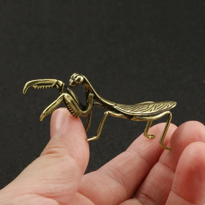 7.5cm Brass Mantis Ornament Figurines Decorations Tea Pet Feng Shui Collectible