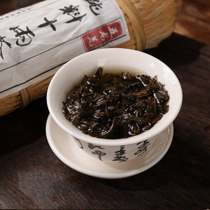 362g black tea Tientsin raw material Anhua black tea flower roll aged old tea