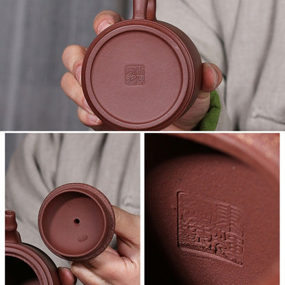 Marked Tea Pot 13 Infuser Hole Handmade Master Pot Real Yixing Zisha Purple Clay