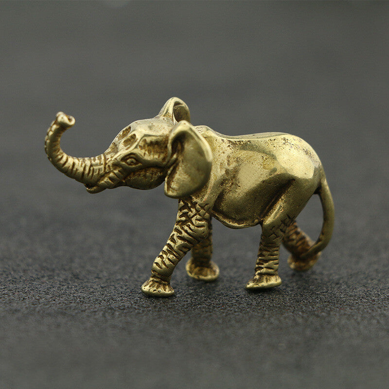 5cm Chinese Antique Copper Elephant Statue Tea Pet Ornaments Desktop Decorate