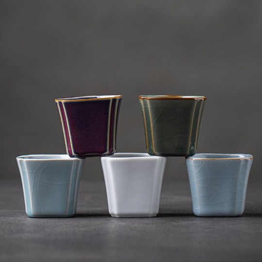 Square Ceramic Teacup Porcelain Tea Cup 50ml