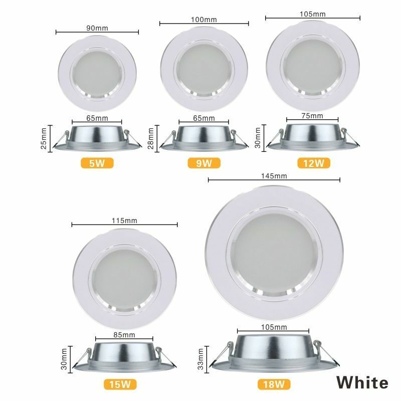 LED Downlight 5W 9W 12W 15W 18W Recessed Round Ceiling Lamp AC 220V 230V 240V