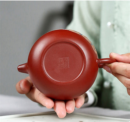 Handpainted Mountain-river Relief Tea Pot Marked True Yixing Zisha Dahongpao Pot