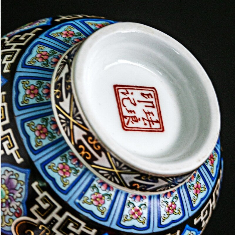 3.4oz Porcelain Tea Cup Color Enamel Craft Ceramic Master Cup China Palace Style