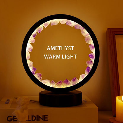 Bedside Lamps LED Rechargeable Natural Quartz Amethyst Cluster Desk Night Lights