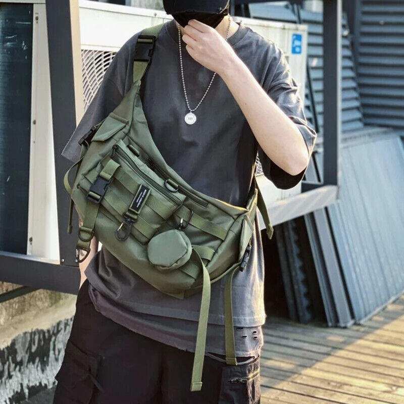 Functional style Shoulder Black Crossbody Bags Men Women's Techwear Postman