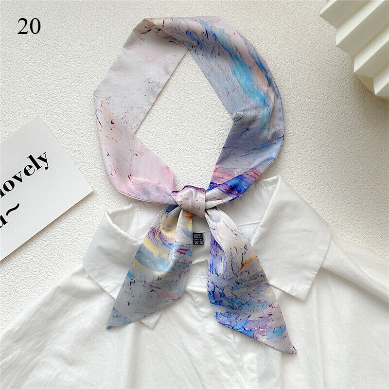 Long Skinny Silk Scarf Narrow Neckerchief Headband Handle Bag Band 105*6cm 1PCS