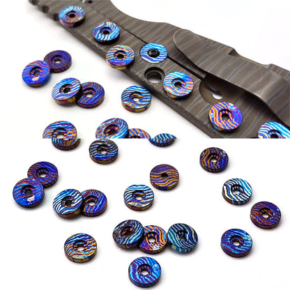 1PC Ti-Damascus Pushing Disc for Strider SNG/SMF Emerson CQC ZT Hinder XM18