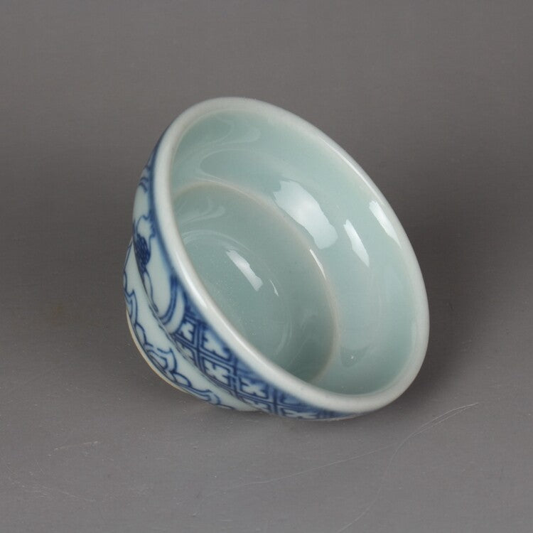 50ml Chinese Jingdezhen Blue White Porcelain Pomegranate Pattern Teacup Tea Set