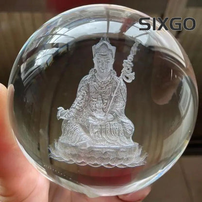 80mm Exquisitely Tibetan Buddhism Holy Crystal Ball Buddha Statue Decoration