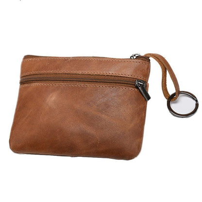 Genuine Leather Wallet Zipper Pouch Short Small Money Bag Coin Purse Card Holder