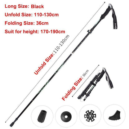 5-Section Folding Trekking Poles Nordic Walking Stick Hiking Telescopic Cane 1PC