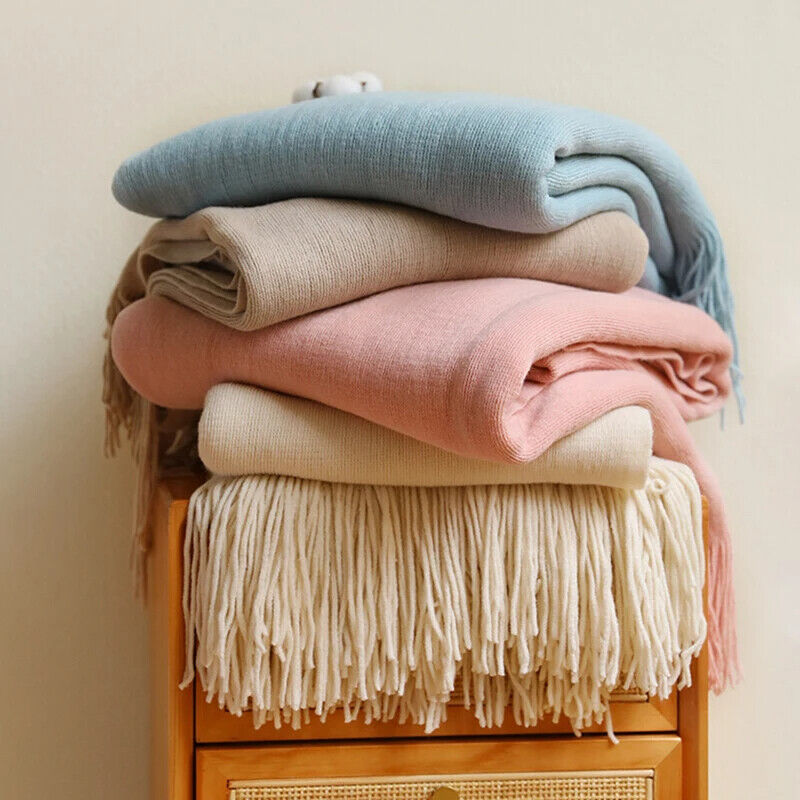 Sofa Knitted Blanket Cotton Thread Nordic Solid Color Protective Cover Bedspread