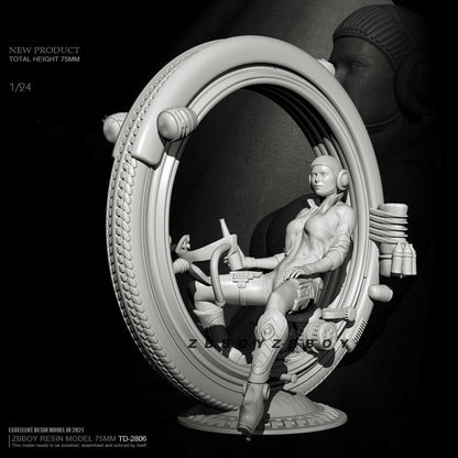1/24 resin figures model 75mm Fantasy female motorcyclist Unassembled Unpainted