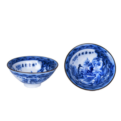 Blue-and-white porcelain tea cup for Pu'er tea Chinese kungfu tea cup Jingdezhen