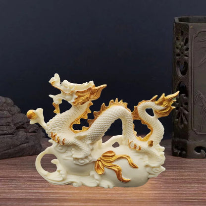 New Feng Shui White Dragon Statue Zodiac Auspicious Dragon Decor Accessories
