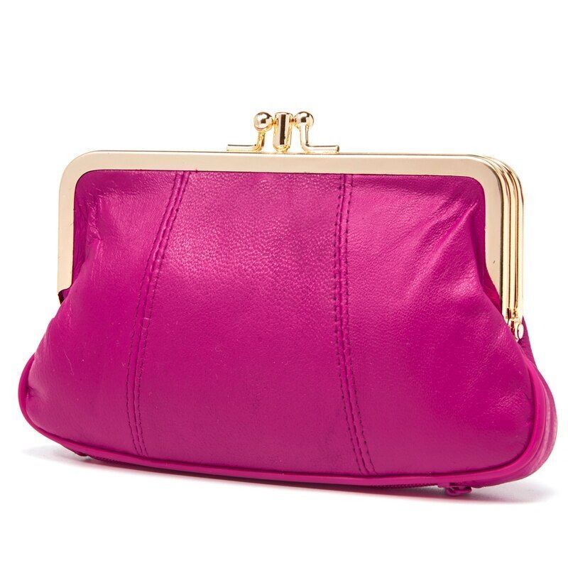 Women Coin Purse Leather Small Wallet Soft Change Purse Metal Frame Card Holder