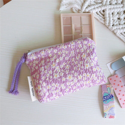 Small Cosmetic Make Up Bag Cotton Floral Organizer Bag Women Lipstick Case Purse